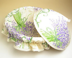 Provencal basket with lid (Lavender. raw)